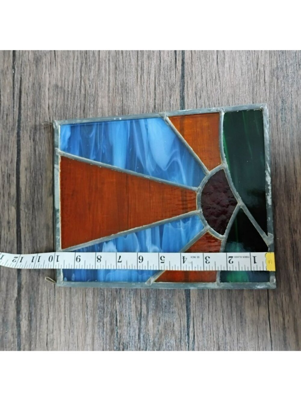 Stained Glass Sunburst Panel, 8x10 Hanging Sunrise Sun Catcher Window Art - Picture 4 of 5